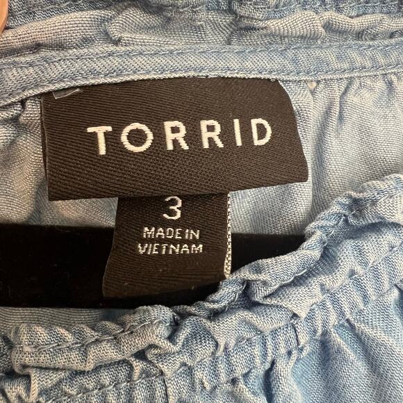 Torrid Chambray Blue Tiered Sleeveless Shift Dress Lyocell Size 3 (3X) - Picture 9 of 11